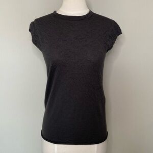 Sminfinity Short Sleeved Textured Gray Wool Sweater Tee, Small
